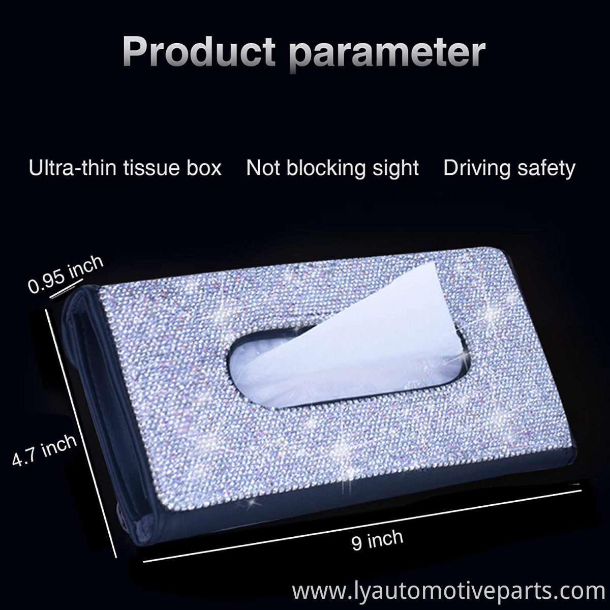 Bling Bling Car Sun Visor Tissue Box Holder Crystal Sparkling Napkin Holder PU Leather Backseat Tissue Case Car Accessories